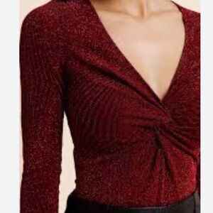 Trixxi Deep Red Twist-Front Bodysuit